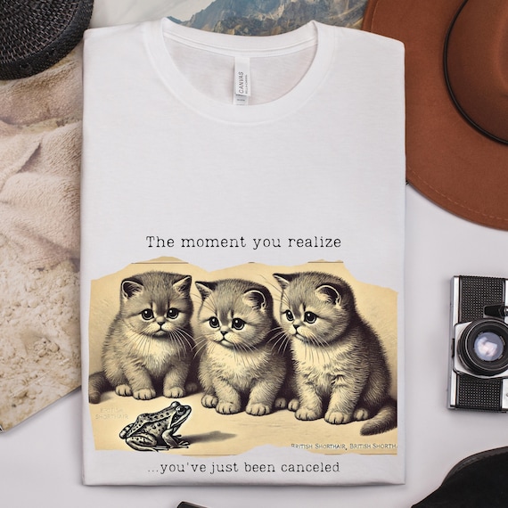 Retro British Shorthair Kittens & Frog Meme Shirt