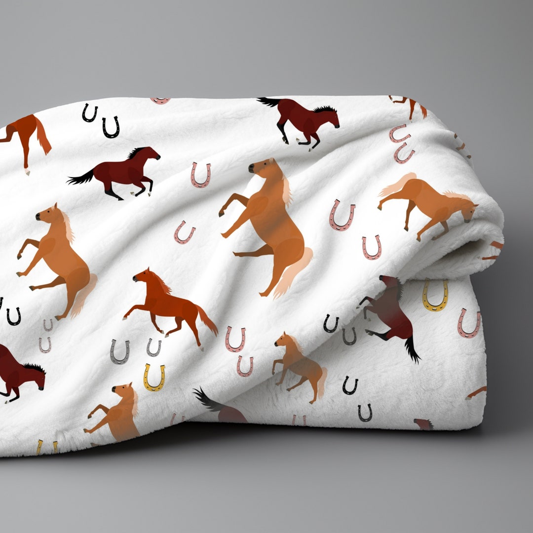 Horse Blanket Gift For Baby Girls Women Farm Horses Flowers Cute Animal Fleece Flannel Throw Blankets Soft Lightweight Plush Pink Blanket For Bed Sofa Decor 30\"x40