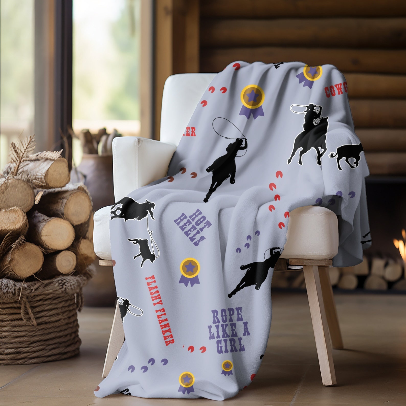 Cowgirl Breakaway Roping Throw Blanket Rodeo Lovers Gift Ranch Girl ...