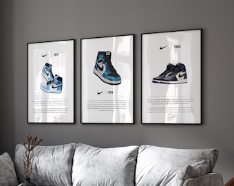 Art mural imprimable HypeBeast, ensemble d’affiches de baskets hypebeast de 3, affiche de chaussures hypebeast minimaliste, ensemble d’impression de baskets, téléchargement numérique