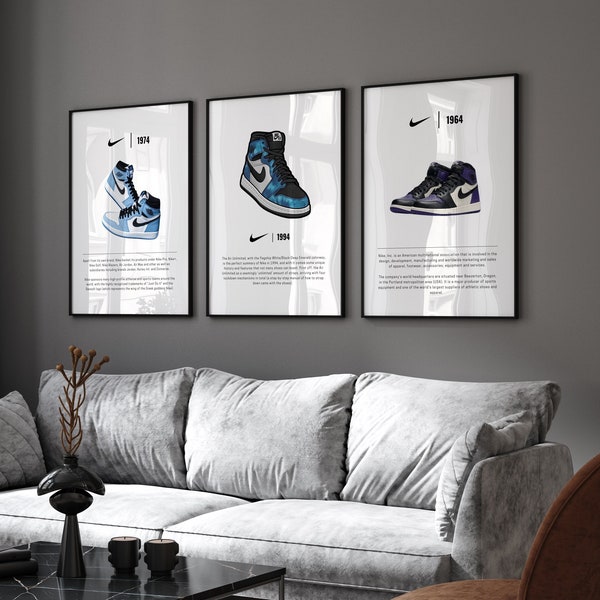 HypeBeast printable wall art, hypebeast sneaker poster set of 3, minimalist hypebeast shoe poster, sneaker print set, digital download