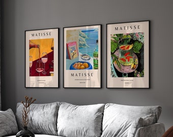 Matisse Print 3er Set, Matisse Wall Art, Mid Century Wall Art, Digital Download, Matisse Prints, Modern Wall Art, Henri Matisse 3er Set