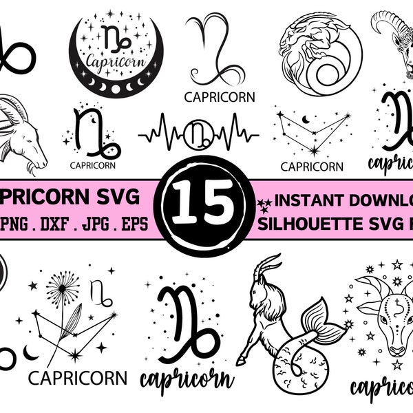 Capricorn Svg Bundle, Capricorn Zodiac Png, Capricorn Shirt, Svg Cut File, Svg Files,Silhouette Svg, Capricorn Gifts Vector Design