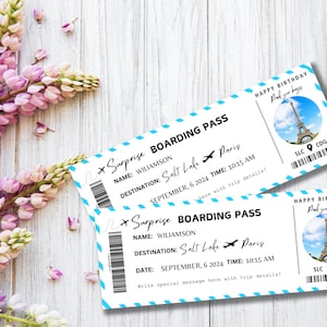 Printable Happy Birthday Gift Boarding Pass Ticket Template, Plane ...