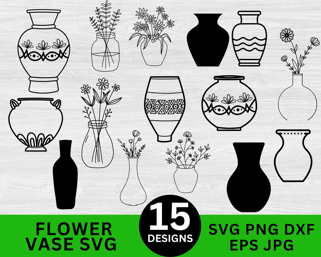 Flower Vase Svg Bundle, Flower Vase Png, Flower Bouquet Svg, Flower Vase Svg, Flower Vase, Vase