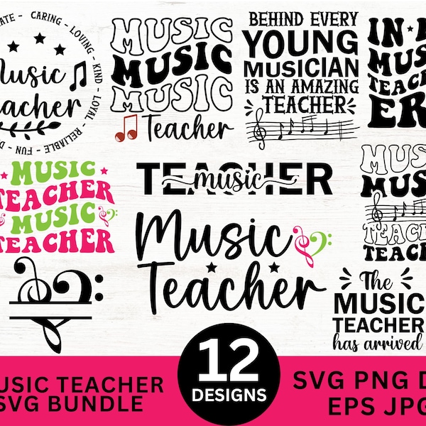 Music Teacher Svg Bundle,    Music Teacher Png,    Music Teacher Svg,   Music Teacher Clipart,  Teacher Shirt Svg,   Teacher Sublimation Png