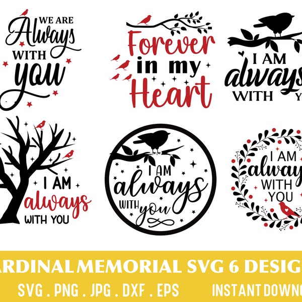 Cardinal Memorial Svg 6 Designs Bundle,  Memorial Day Svg, Memorial Gift, Cardinal Clipart, Motivational Svg, Digital Download