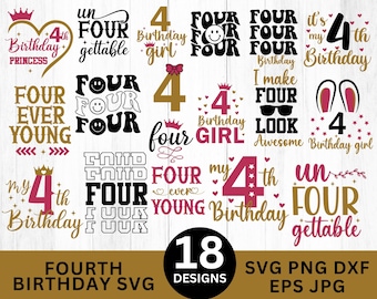 Fourth Birthday Svg,4 Years Old Birthday Boy Cut File,Fourth Birthday Princess Svg, Fourth Birthday Svg File,My 4th Birthday Svg,Svg Bundle