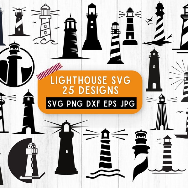 Lighthouse Svg Bundle, Lighthouse Bundle Svg, Svg For Cricut, Clipart Designs, Instant Download, Lighthouse Monogram, Digital Download