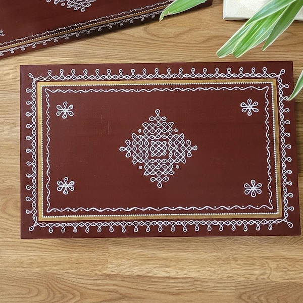 18×11.25inches kolam Peeta / floor stool / chowky / manai | Pooja Room Decor | Indian Gift Ideas | Festival Decor | Homedecor