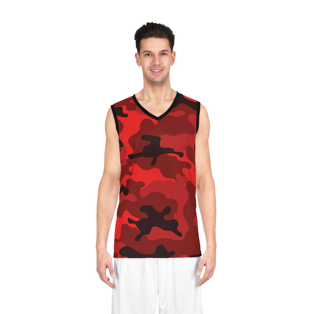 Red and Black Camo Basketball Jersey Camo Basketball Jersey Etsy