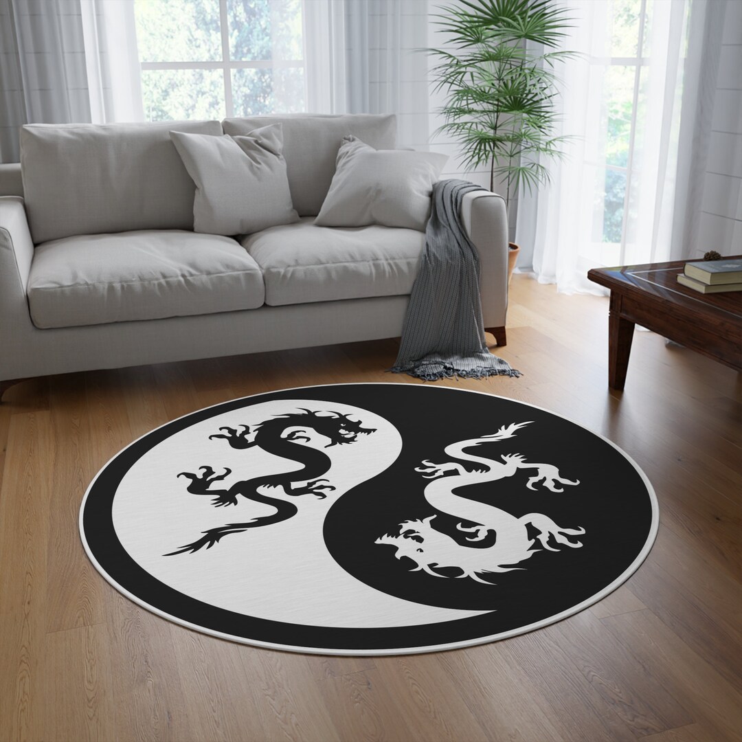 Yin Yang Rug Round Oriental Rug Yin Yang Symbol Yin Yang Etsy
