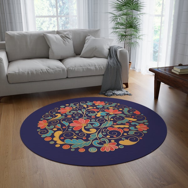 Blue Round Rug - Etsy