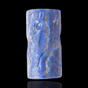 Cylinder Seal Lapis Lazuli, Ancient Stone Stamp, Mesopotamian Artifacts, Collectible Gift for Archaeology Enthusiasts, Hieroglyph Stamp