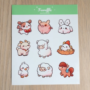 Farm Friends Sticker Sheet | Cute Farm Animal Stickers,  Farm Animals, Kawaii Sticker Sheet, Kawaii Farm Animal Stickers, Vinyl Stickers