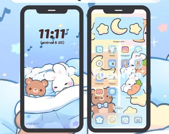 Lullaby Icon Set, Cute Icons, iOS Android App Icons, Wallpapers for Phone and iPad, Kawaii Aesthetic Icon Pack