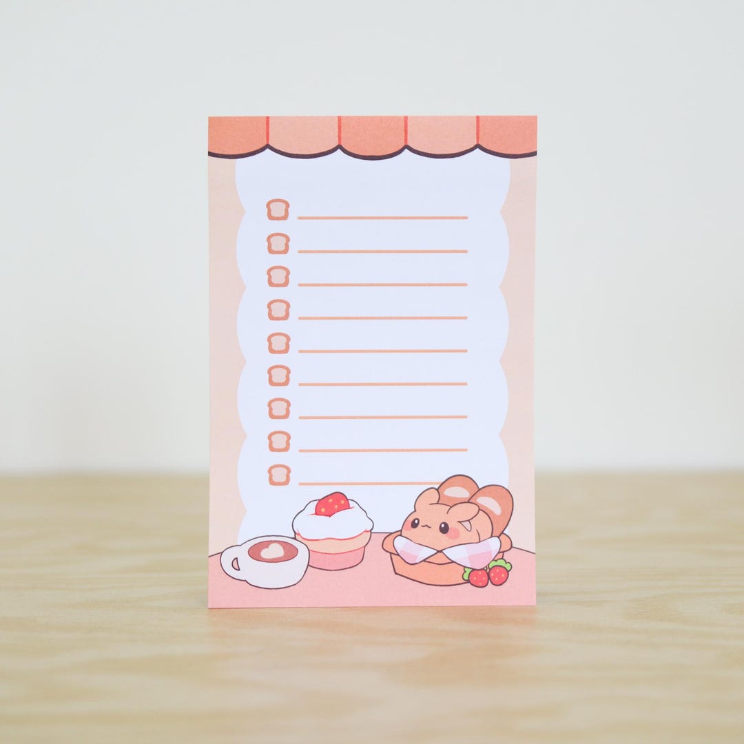 Bread Bunny to Do List Notepad | Bunny Notepad, Cute Notepad, Planner ...