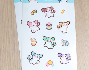 Pastel Cows Sticker Sheet | Cute Cow Stickers, Cow Sticker Sheet, Kawaii Sticker Sheet, Kawaii Cow Stickers, Vinyl Stickers, Bujo Stickers