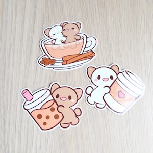 Chai & Latte Cat Sticker Pack | Cute Cat Stickers, Cat Sticker Pack, Kawaii Cat Stickers, Kawaii Cat Sticker Pack, 3&quot; Vinyl Sticker