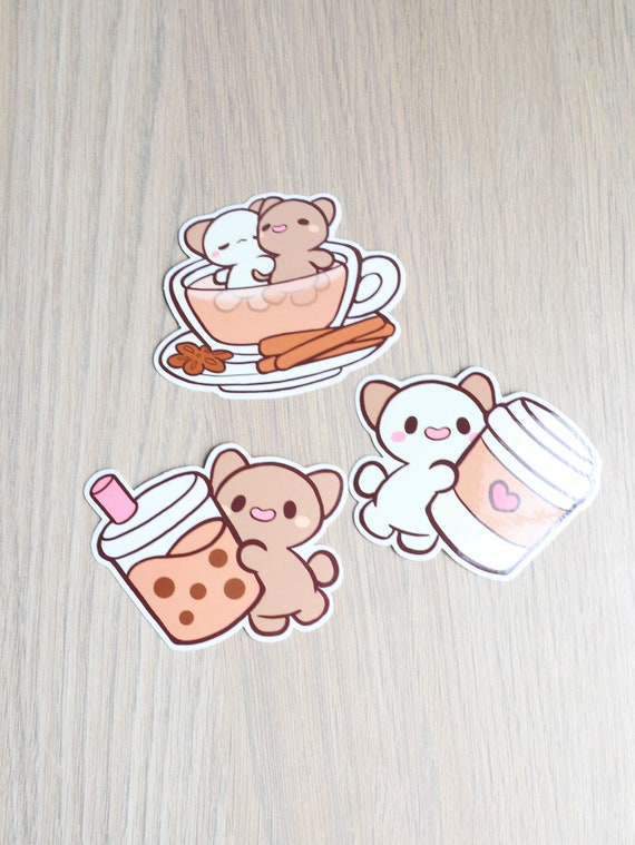 Chai & Latte Cat Sticker Pack | Cute Cat Stickers, Cat Sticker Pack, Kawaii Cat Stickers, Kawaii Cat Sticker Pack, 3" Vinyl Sticker