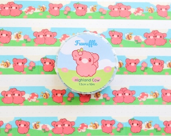 Highland Cow Washi Tape, Cute Cow Design for Scrapbooking, Planners, and Journals, Cute Decorative Tape for Crafting and Decorating