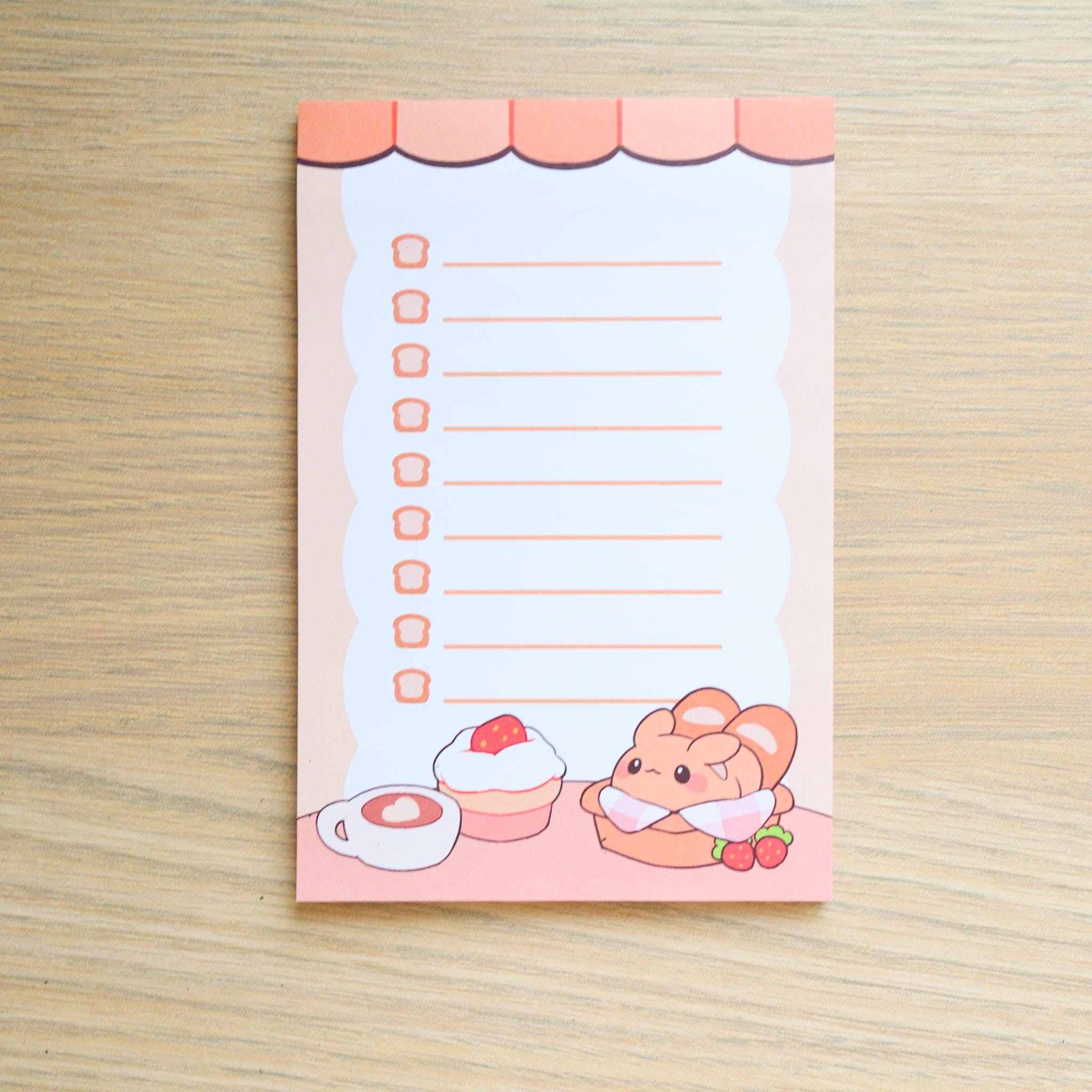 Bread Bunny to Do List Notepad | Bunny Notepad, Cute Notepad, Planner ...