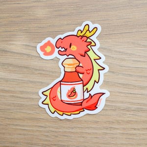 Hot Sauce Dragon Vinyl Sticker | Hot Sauce Sticker, Cute Dragon Sticker ...