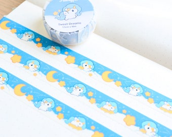 Unicorn Washi Tape, Moon and Star Design for Scrapbooking, Planners, and Journals, Cute Decorative Tape for Crafting and Decorating