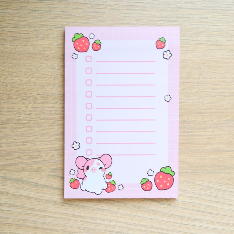 Strawberry Cow to Do List Notepad Cow Notepad, Cute Notepad, Planner ...