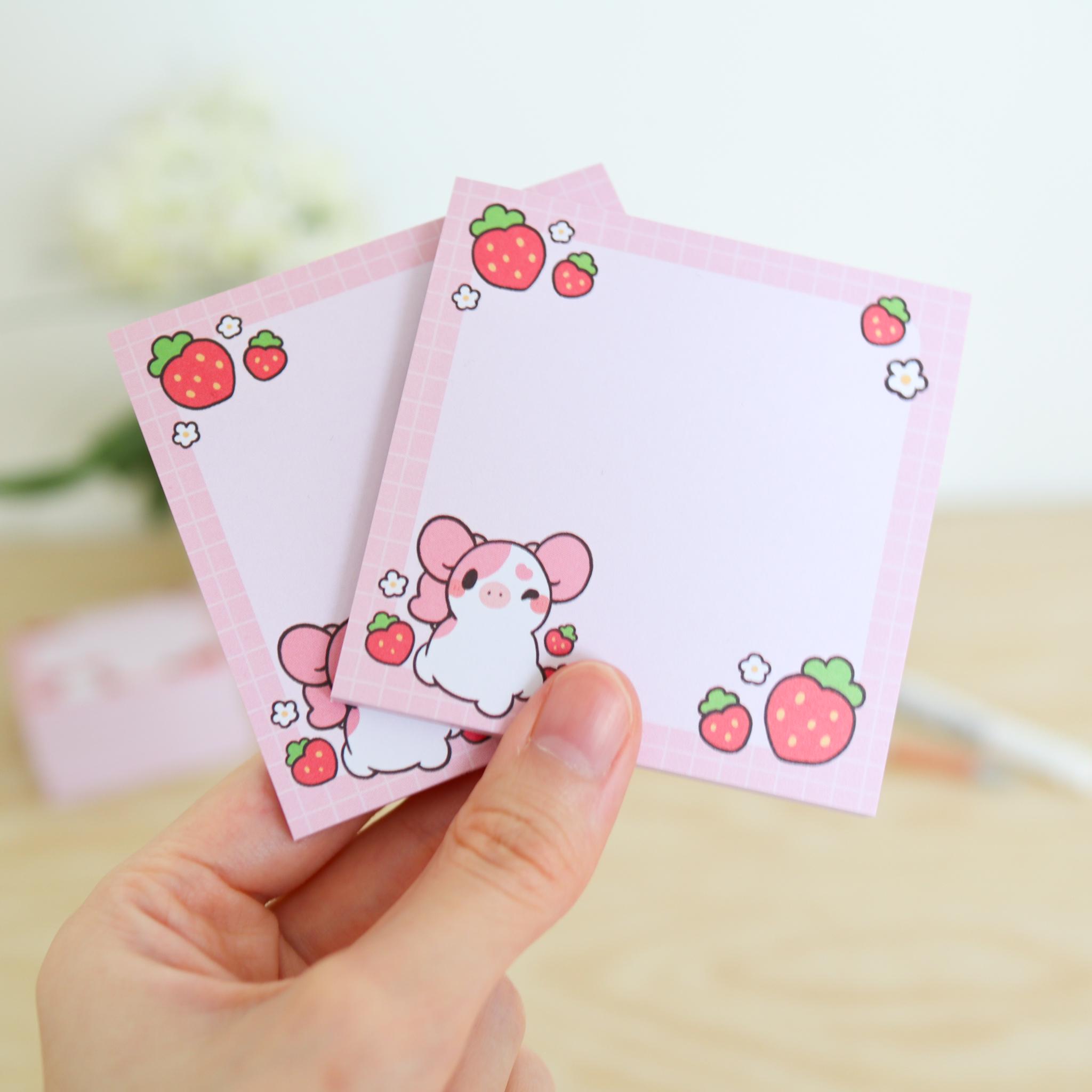 Strawberry Cow Sticky Notes | Cute Sticky Notes, Cute Notepad, Cute ...