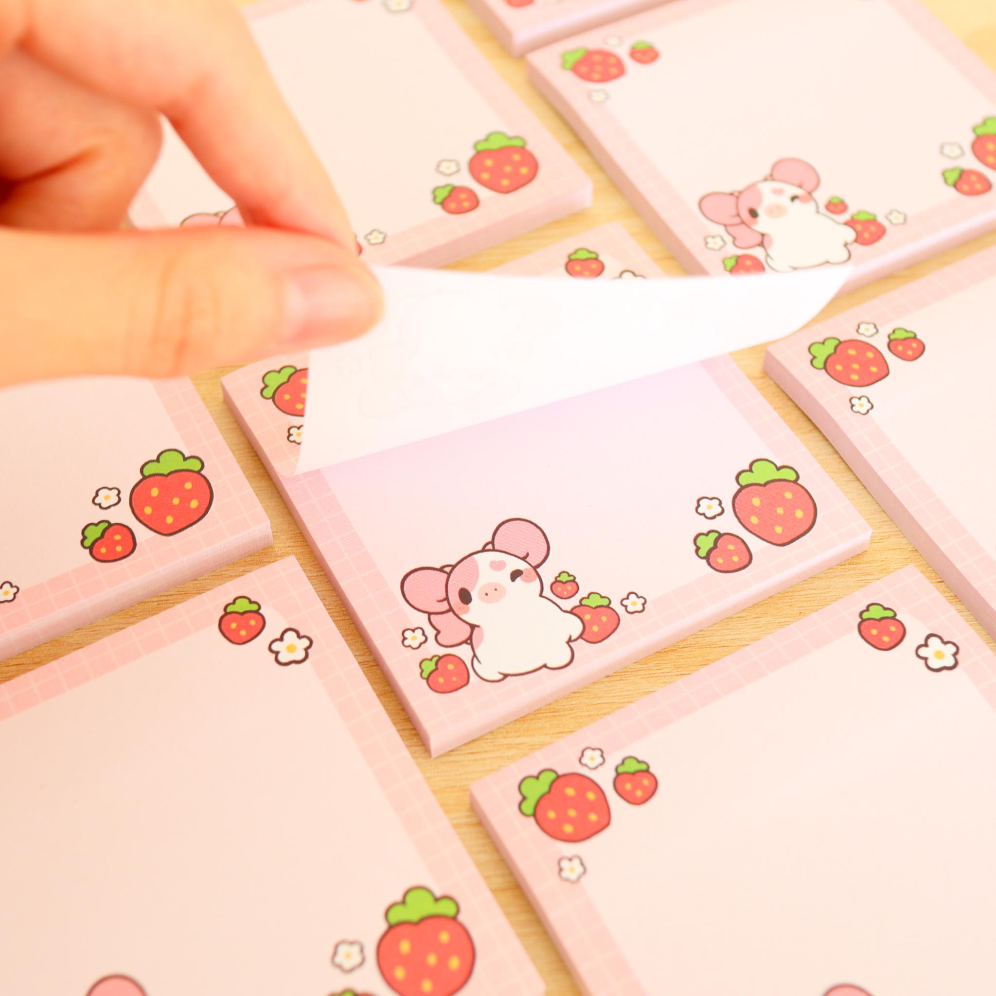 Strawberry Cow Sticky Notes Cute Sticky Notes, Cute Notepad, Cute ...