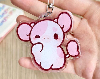 Peach the Pink Cow Acrylic Keychain | Cow Keychain, Cow Charm, Cute Cow Acrylic Charm, Kawaii Cow Keychain, 2.5" Keychain