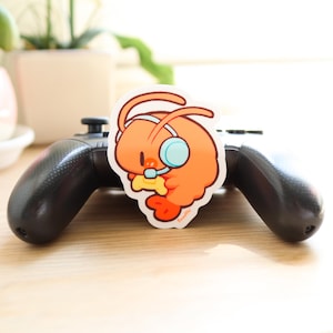 Gamer Shrimp Vinyl Sticker | Shrimp Bad Posture Check Sticker, Gamer Sticker, Journal, Water Bottle, Laptop Sticker, Waterproof Decal