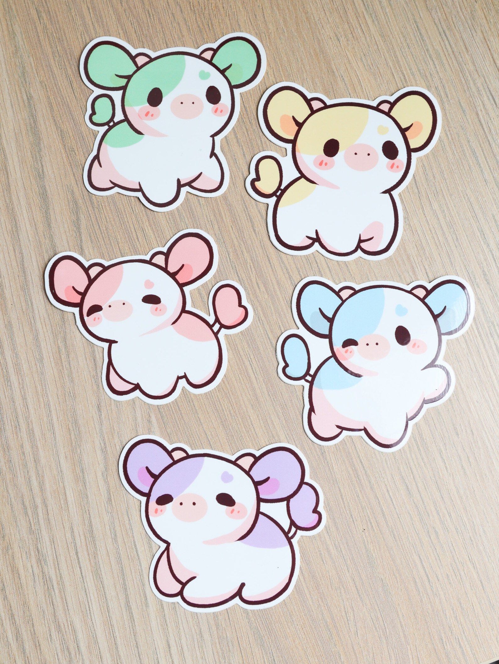 Pastel Cows Sticker Pack | Cute Cow Stickers, Pastel Cow Stickers ...