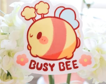 Busy Bee Vinyl Sticker | Cute Kawaii Bee Sticker, Bumblebee Stickers, Journal, Water Bottle, Laptop Sticker, Waterproof Decal