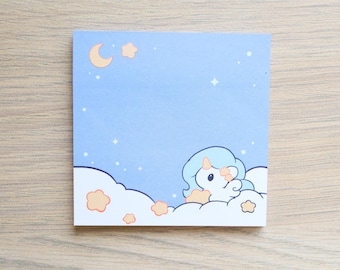 Blue Unicorn Sticky Notes | Cute Sticky Notes, Cute Notepad, Cute Animal Sticky Notes, Cute Sticky Notes with 50 Sheets, Cute Post Its