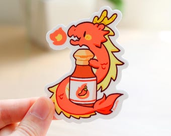 Hot Sauce Dragon Vinyl Sticker | Hot Sauce Sticker, Cute Dragon Sticker, Laptop Sticker, Water Bottle Sticker, Waterproof Decal