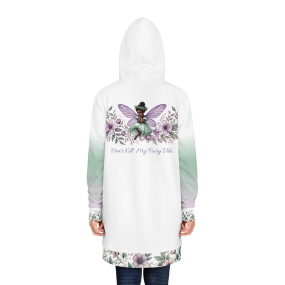 Black Fairy Vibes Hoodie Dress Lilac and Teal Floral Design - Etsy