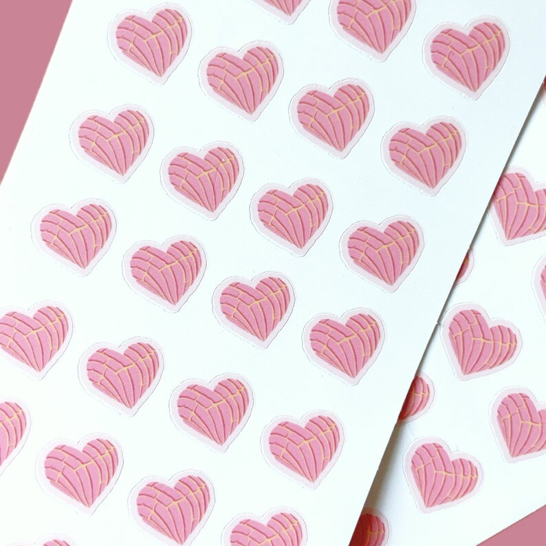 Mini Pink Heart-shapes Conchas Sticker Sheet for Valentines Day Galentines Planners Journals - Etsy