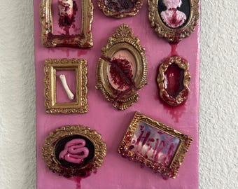 Creepy Cute Jewelry Hanger, Vintage Wall Decor, Handmade Polymer Clay