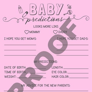Carte de prédictions de bébé (téléchargement instantané)