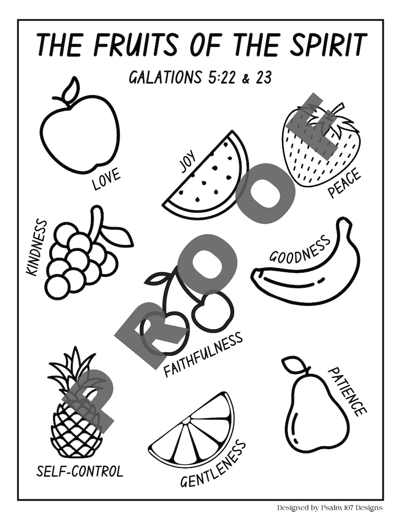 Fruits of the Spirit Coloring Page instant Download Etsy