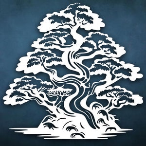 Modelo de recorte de papel de árvore de bonsai | Arte de recorte de papel Cricut SVG Silhueta JPEG PDF download digital | Arte em papel Presente Natureza Design