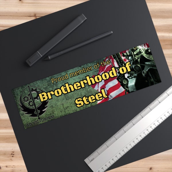 Fallout "Proud member of the Brotherhood of Steel" Bumper Sticker, Fallout merch for the ultimate gamer!