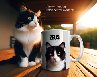 Taza personalizada con foto, taza de café personalizada para mascotas, regalo personalizado para mascotas, taza para mamá perro, taza para papá gato, taza con retrato de mascota personalizada, taza para dueños de mascotas