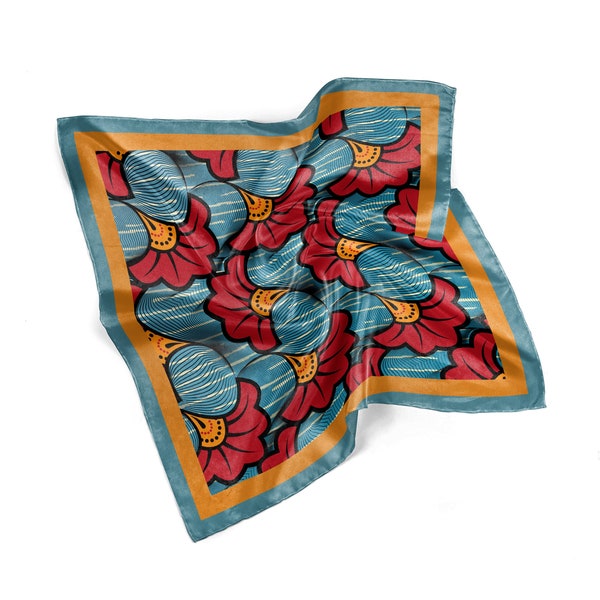 Large Satin Silk Scarf/Head Wrap/Bonnet/Sleep Scarf/African Print Scarf/ 35” Square Scarf