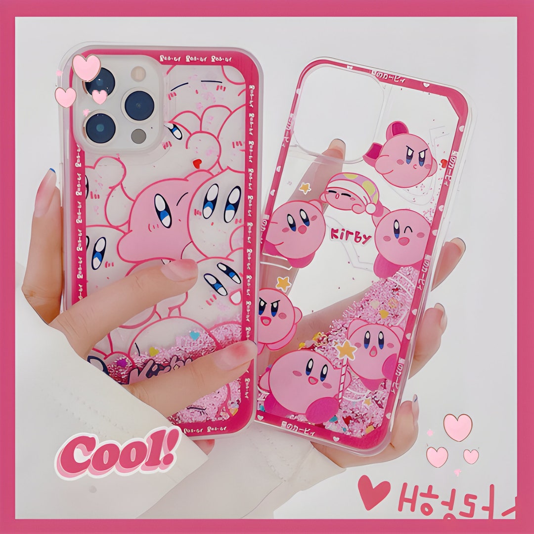 Kirby Phone Case Cute Kawaii Phone Case Clear Quicksand Phone Etsy