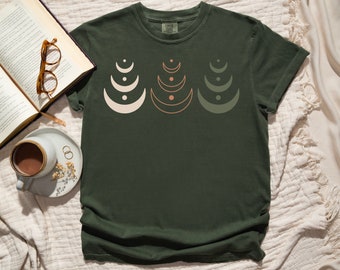 Boho Moon Phase Graphic Tee | Comfort Colors Lunar Shirt