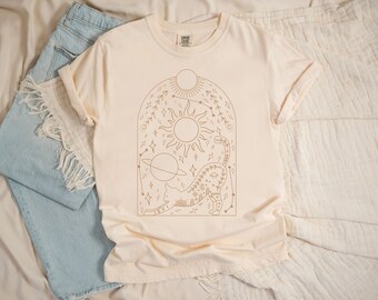 Celestial Cat T-Shirt | Mystical Boho Design, Cat Lover Gift