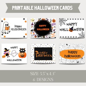 Variété de cartes imprimables pour Halloween (paquet de 30) - Style carte postale avec dos vierge pour les enfants, camarades de classe, amis ou collègues cet Halloween !